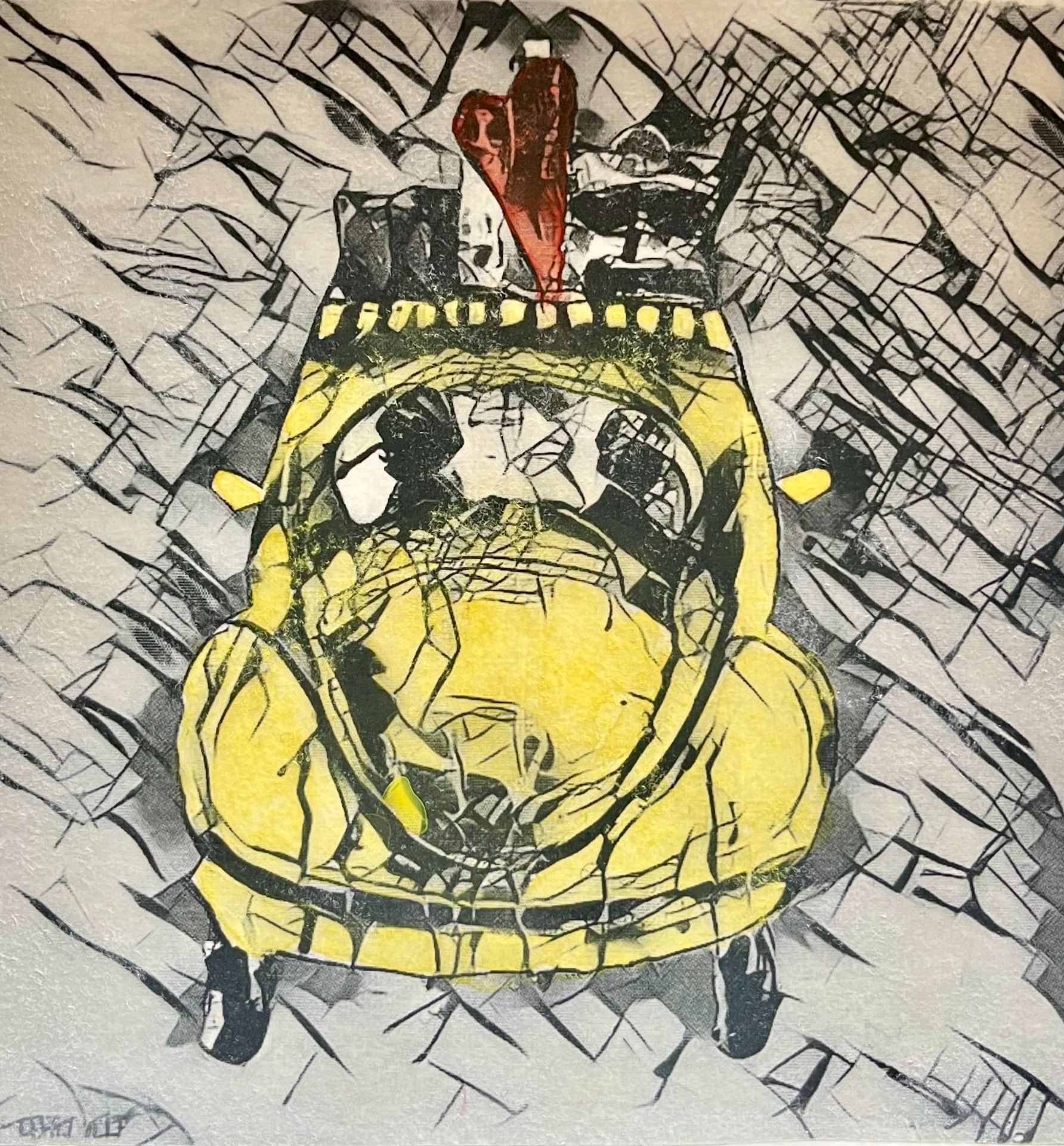 Mixed media/ akvarell, innrammet, 30x30cm
