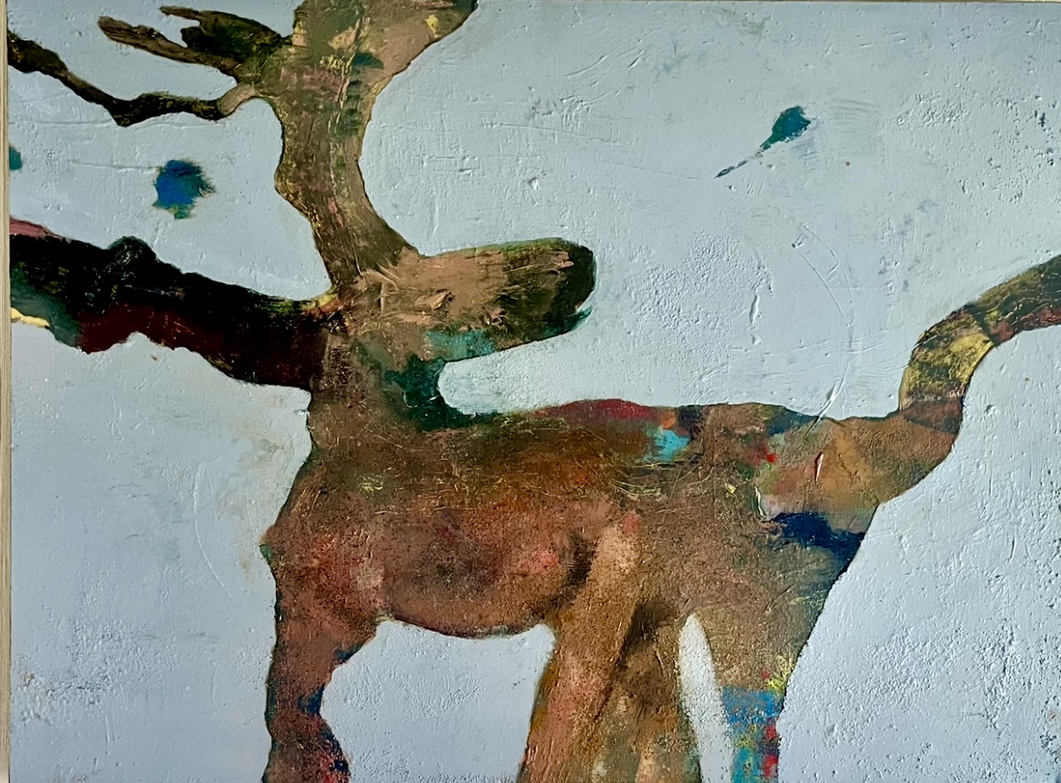 Akrylmaleri "Som du roper i skogen får du svar", 50x70cm, kr.5400,-