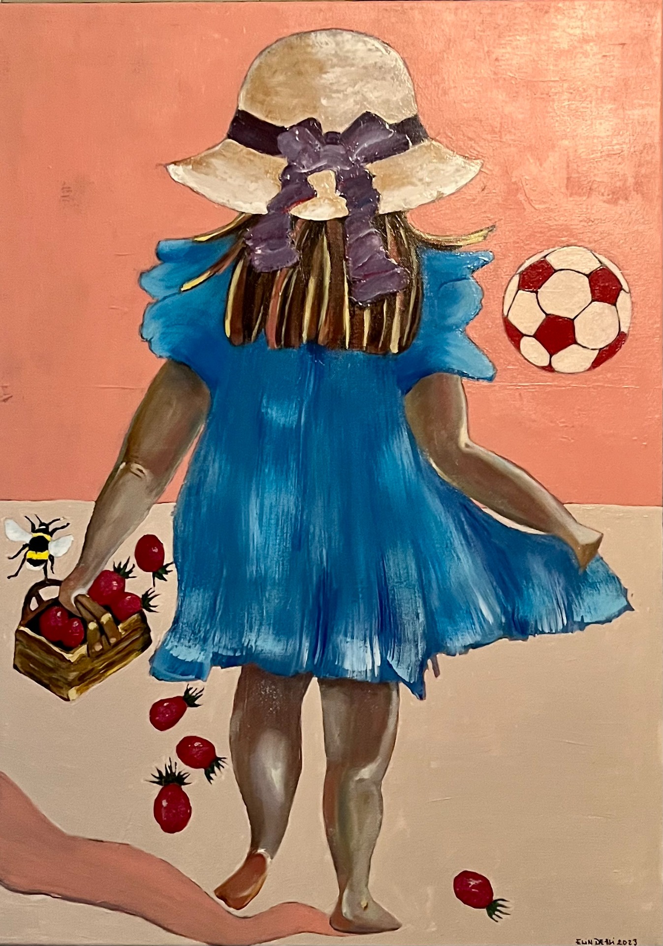 Akrylmaleri, "Finn et strå og træ dom på", 50x70cm, kr. 5400,-