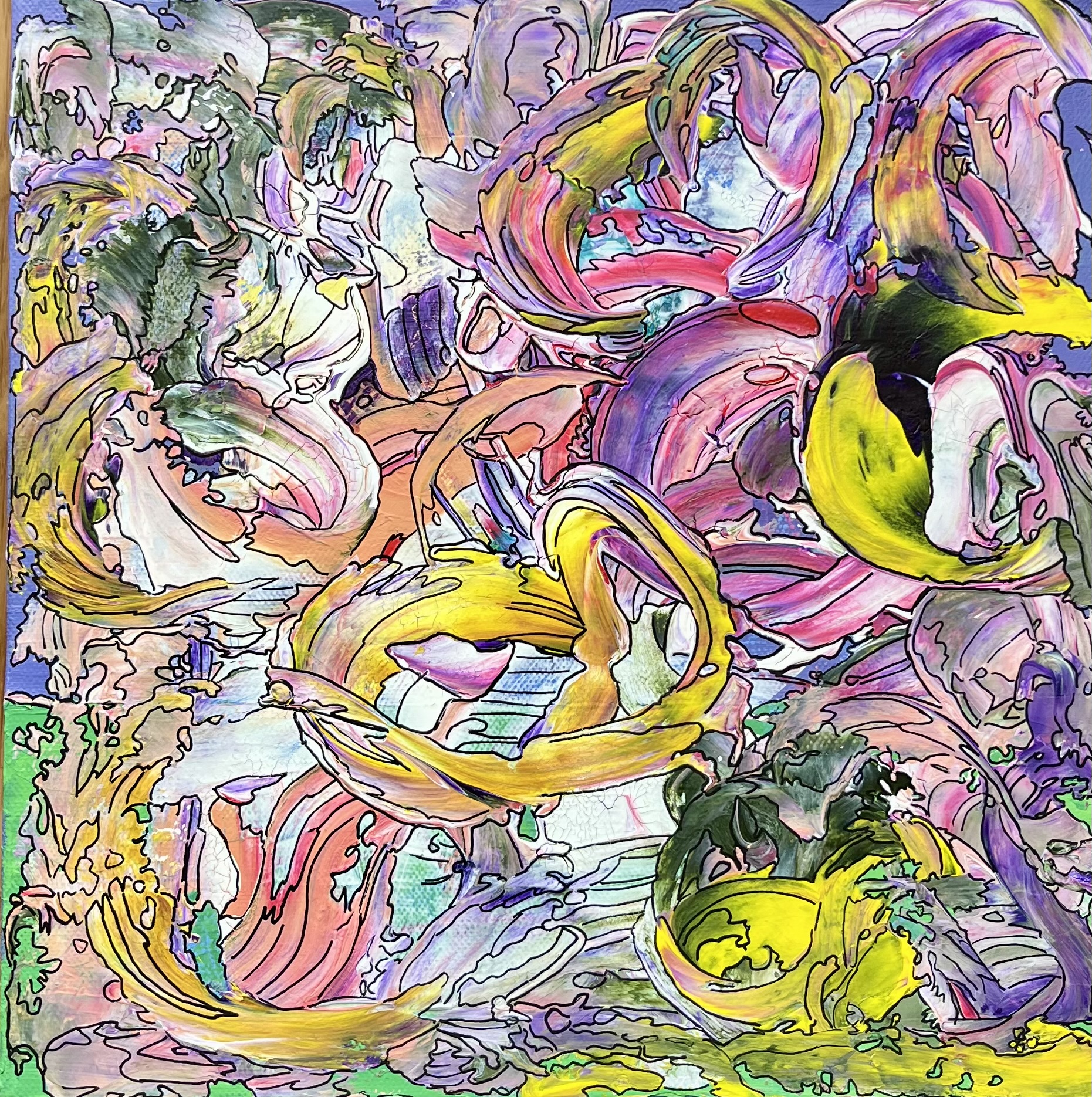 Akrylmaleri, "Energi", 30x30cm, kr.1900,-