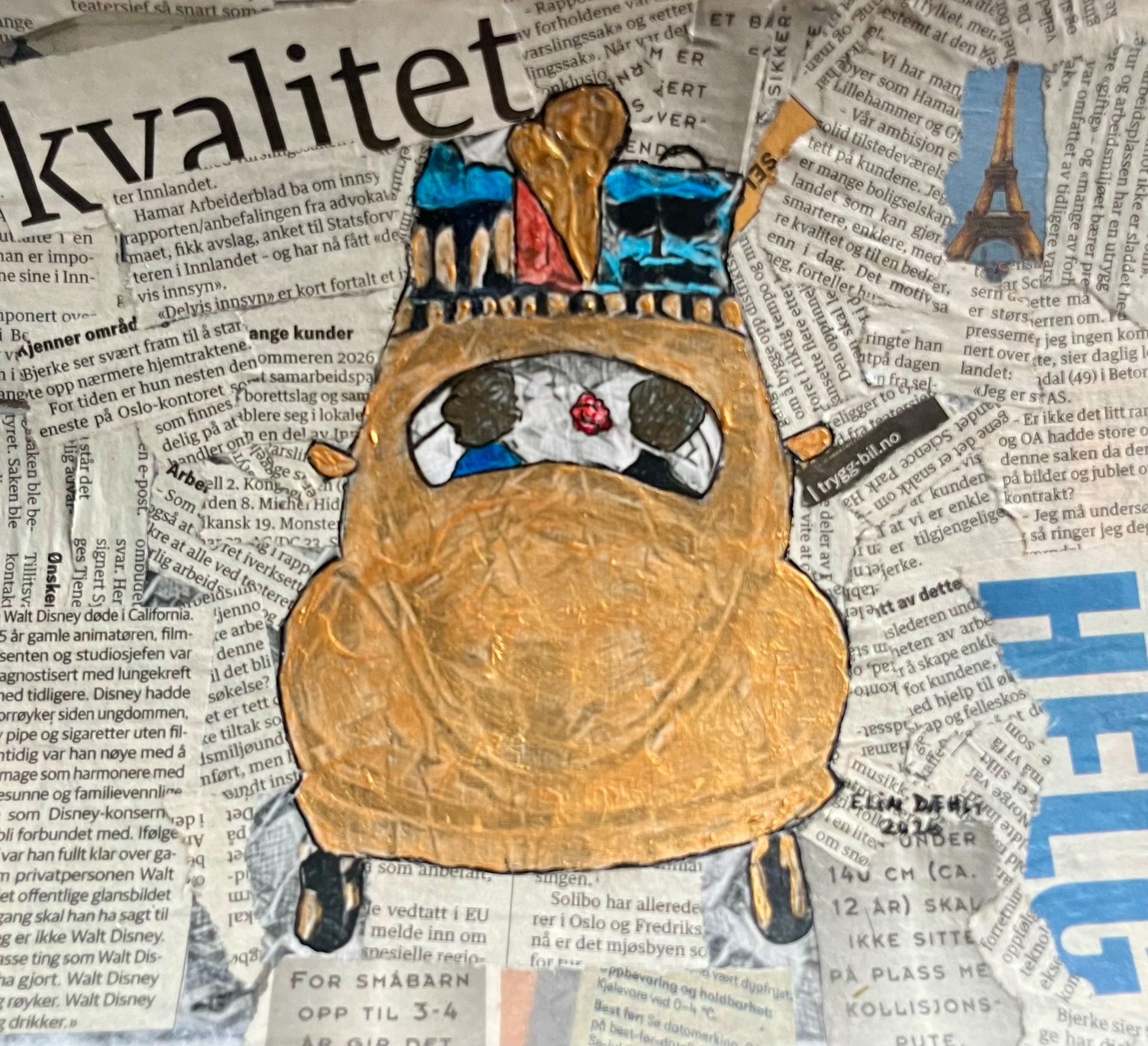 Ny boble, ca. 33x33 cm innrammet