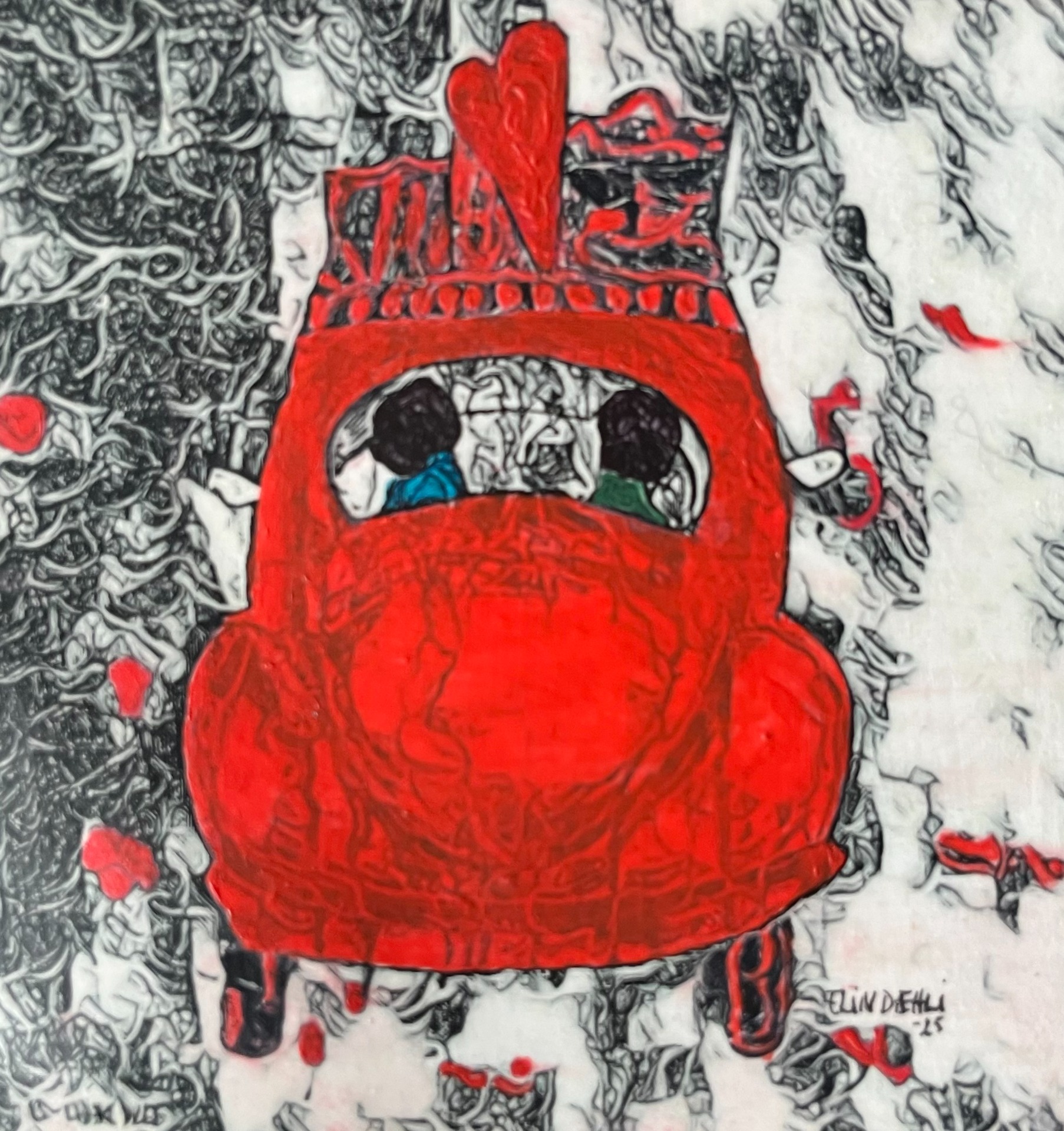 Ny boble, ca. 33x33 cm innrammet