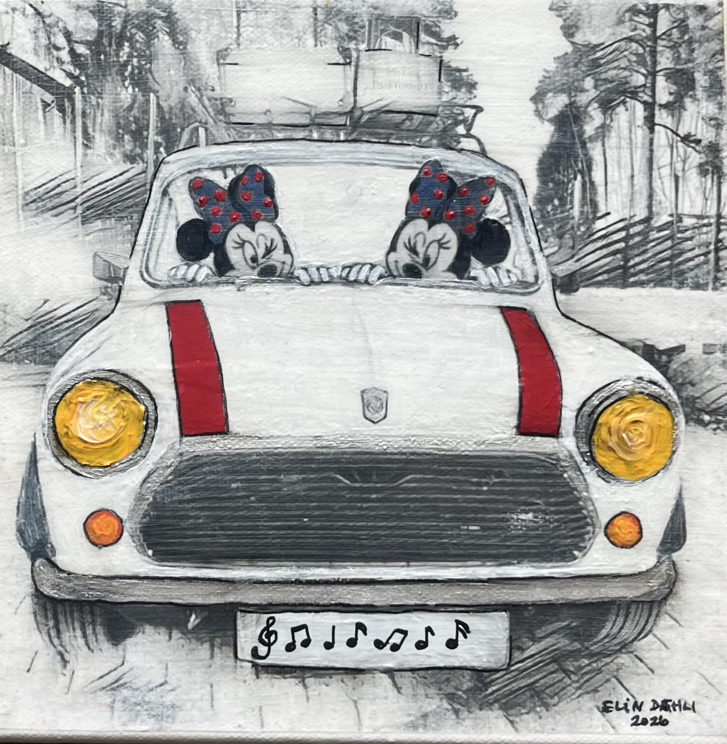 Minnie og Minnie i en Mini